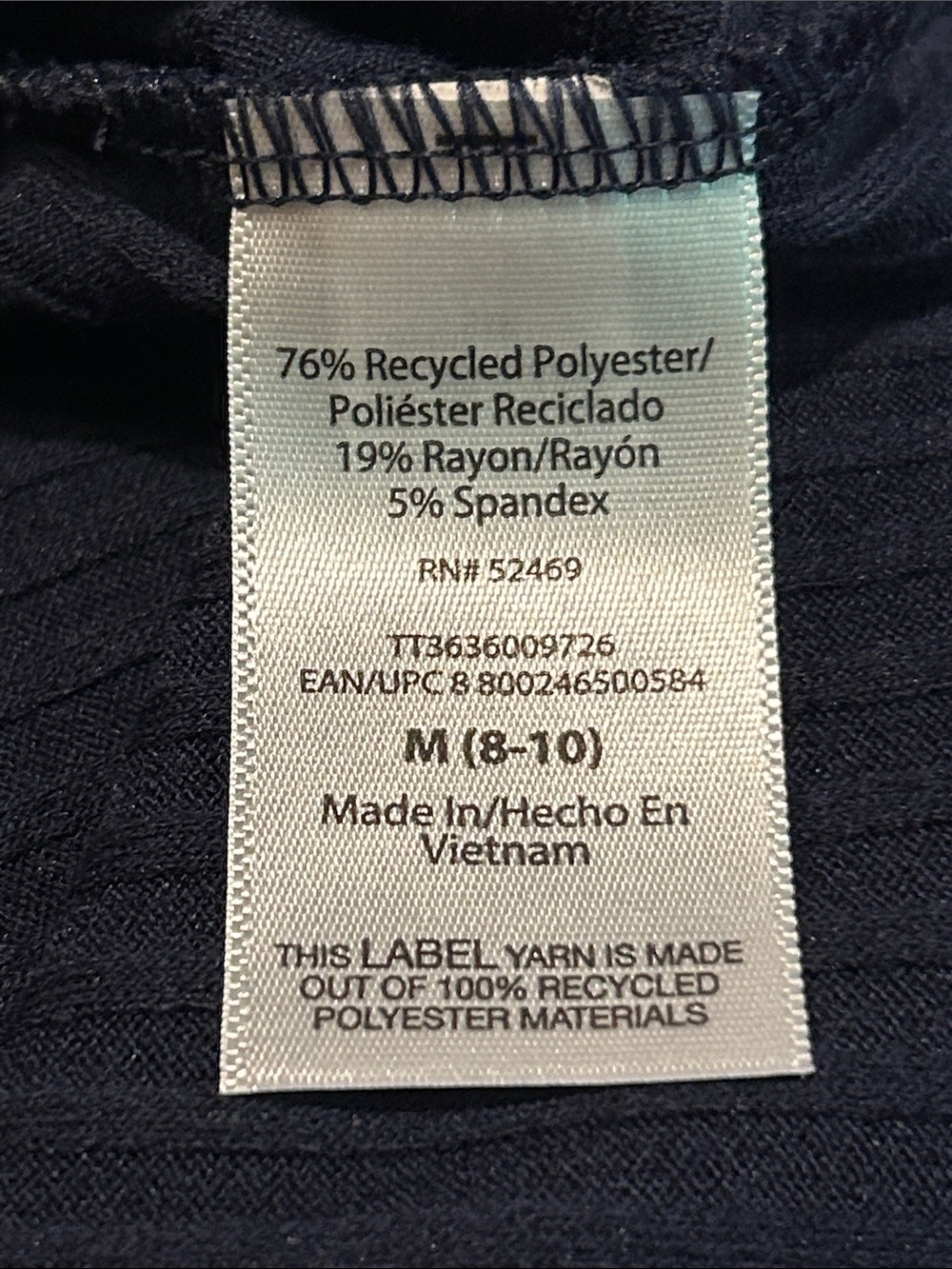 Time and Tru Navy Ruffle Cap-Sleeve Ribbed Top Size Medium - Picture 8 of 8